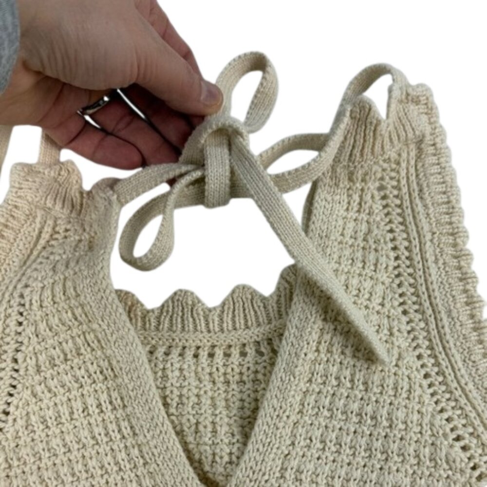 Universal Thread Crochet Romper Cream Women's Size L - Picture 8 of 9